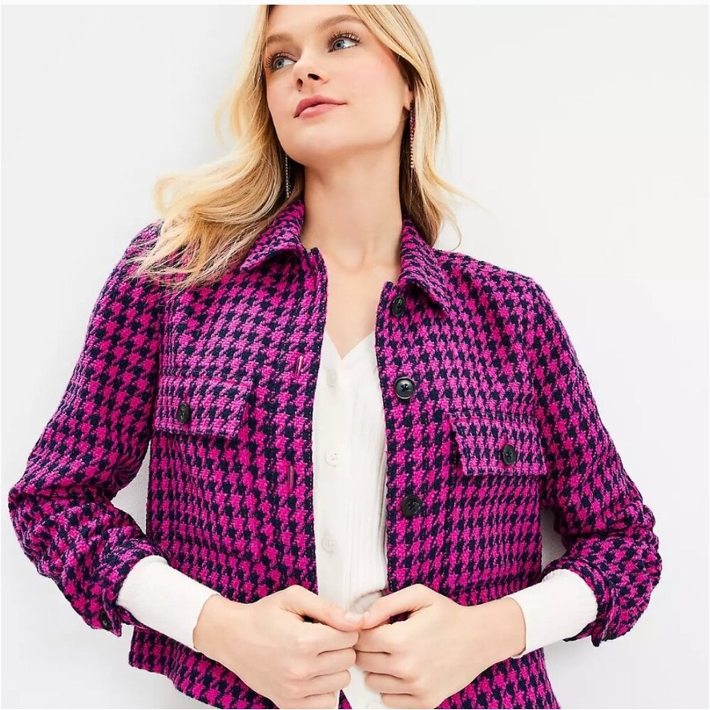 NEW houndstooth cropped jacket LOFT